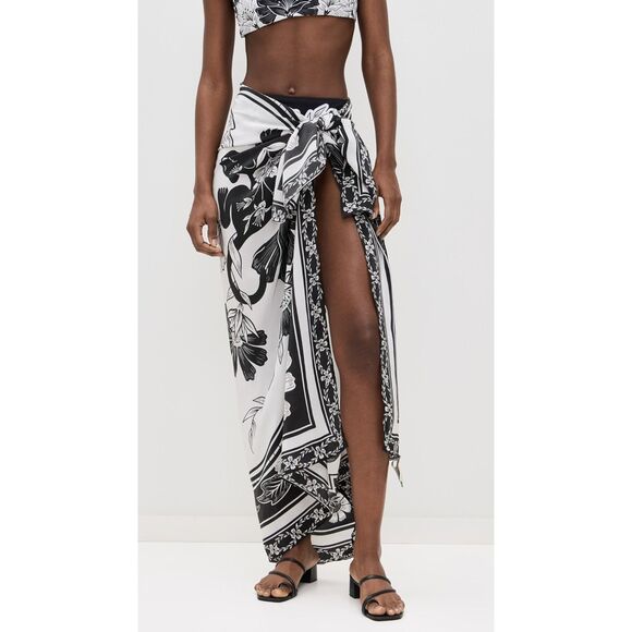 NWT FARM Rio Women's Black Flower Leopards Panneaux Sarong - One Size - Picture 6 of 10